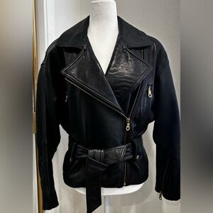 Andrew Marc Black Leather Biker Jacket